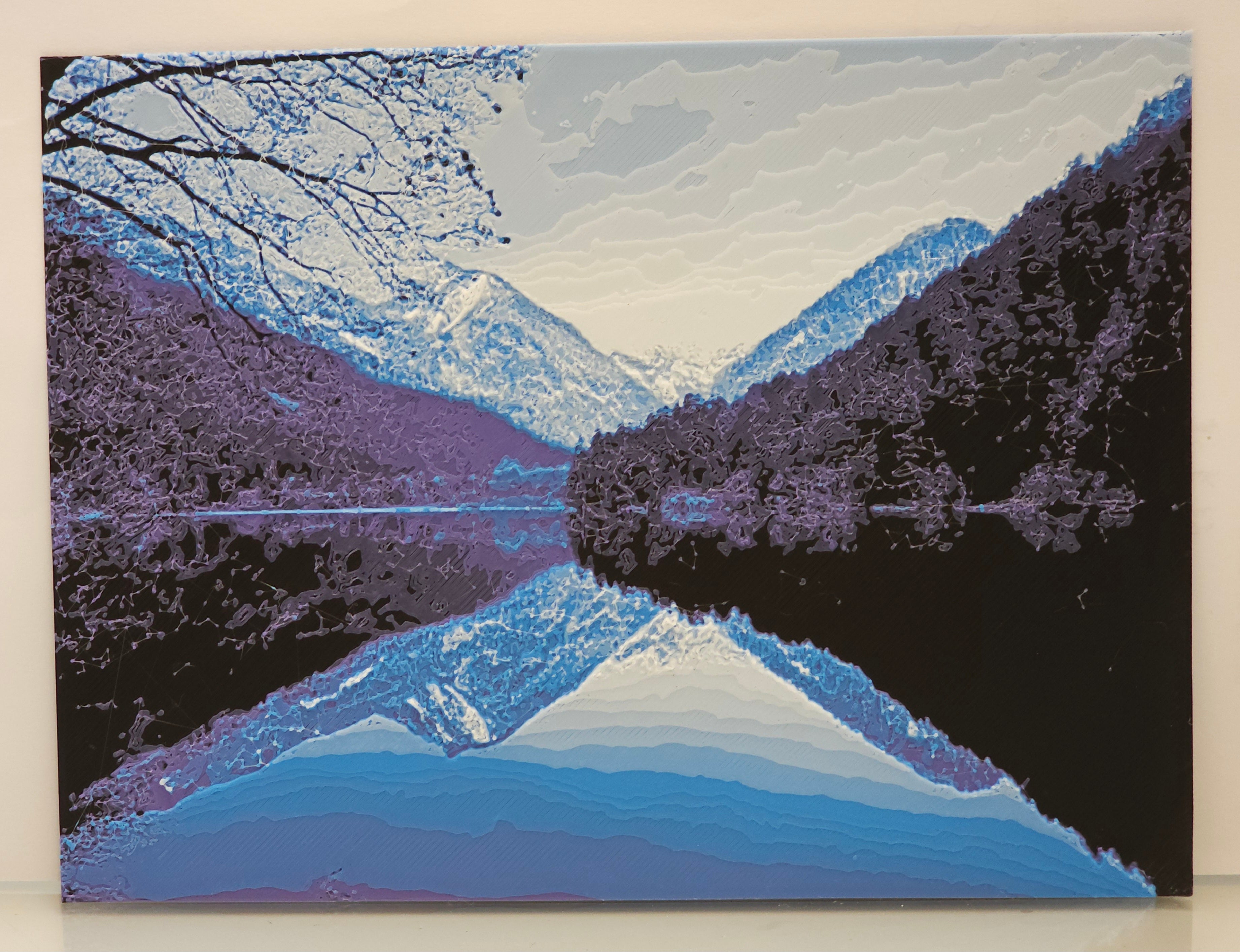 3D3. 鏡湖浮雕畫卡 3D藝術畫 立體畫 裝飾畫 Mirror Lake 3D Art Print Wall Decoration