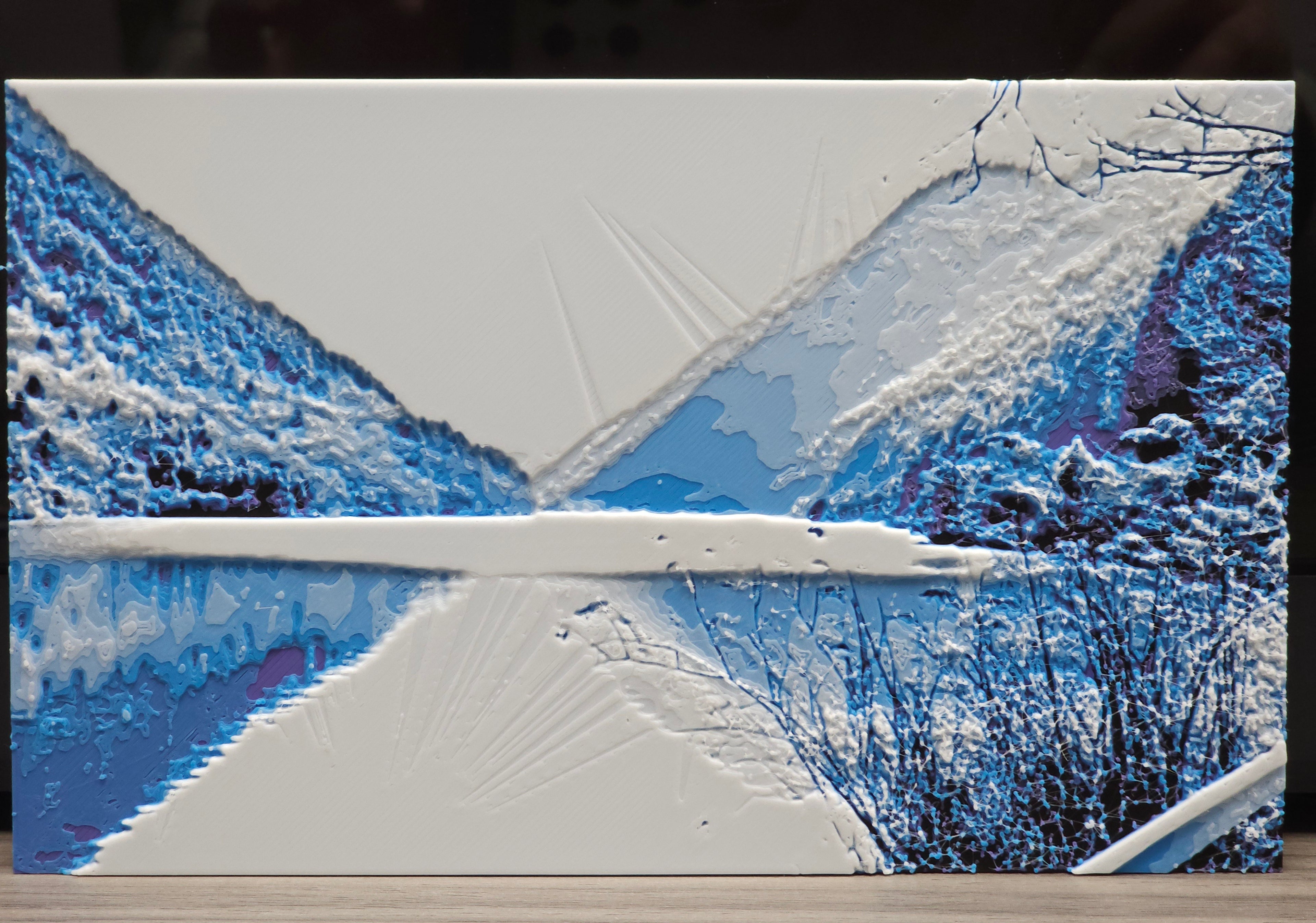 3D4. 湖光山色浮雕畫卡 3D 藝術畫 立體畫 裝飾畫 Lakeside View 3D Art Print Wall Decoration