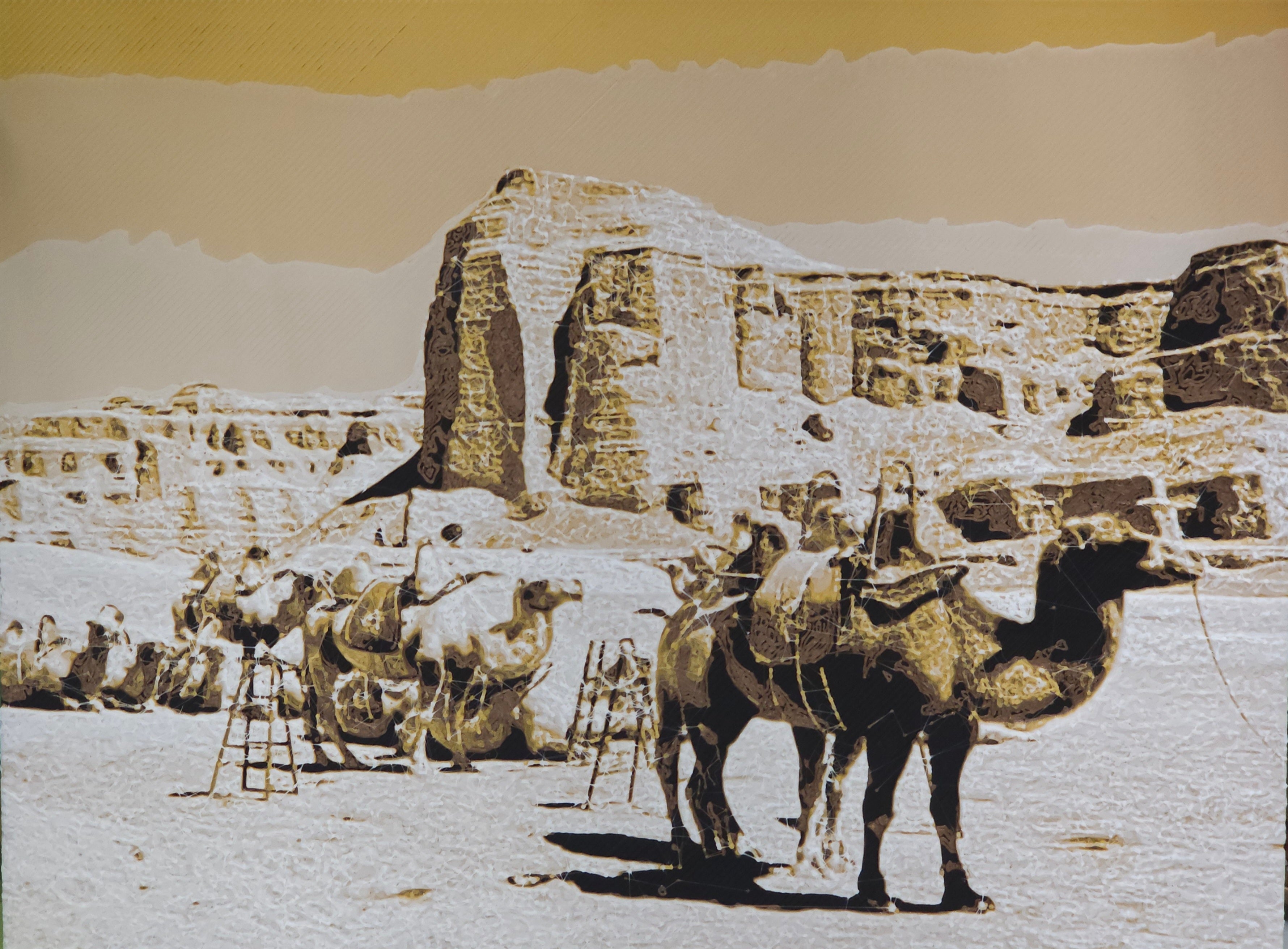 3D8. 沙漠風情浮雕畫卡 3D藝術畫 立體畫 裝飾畫 Dessert Senery 3D Art Print Wall Decoration