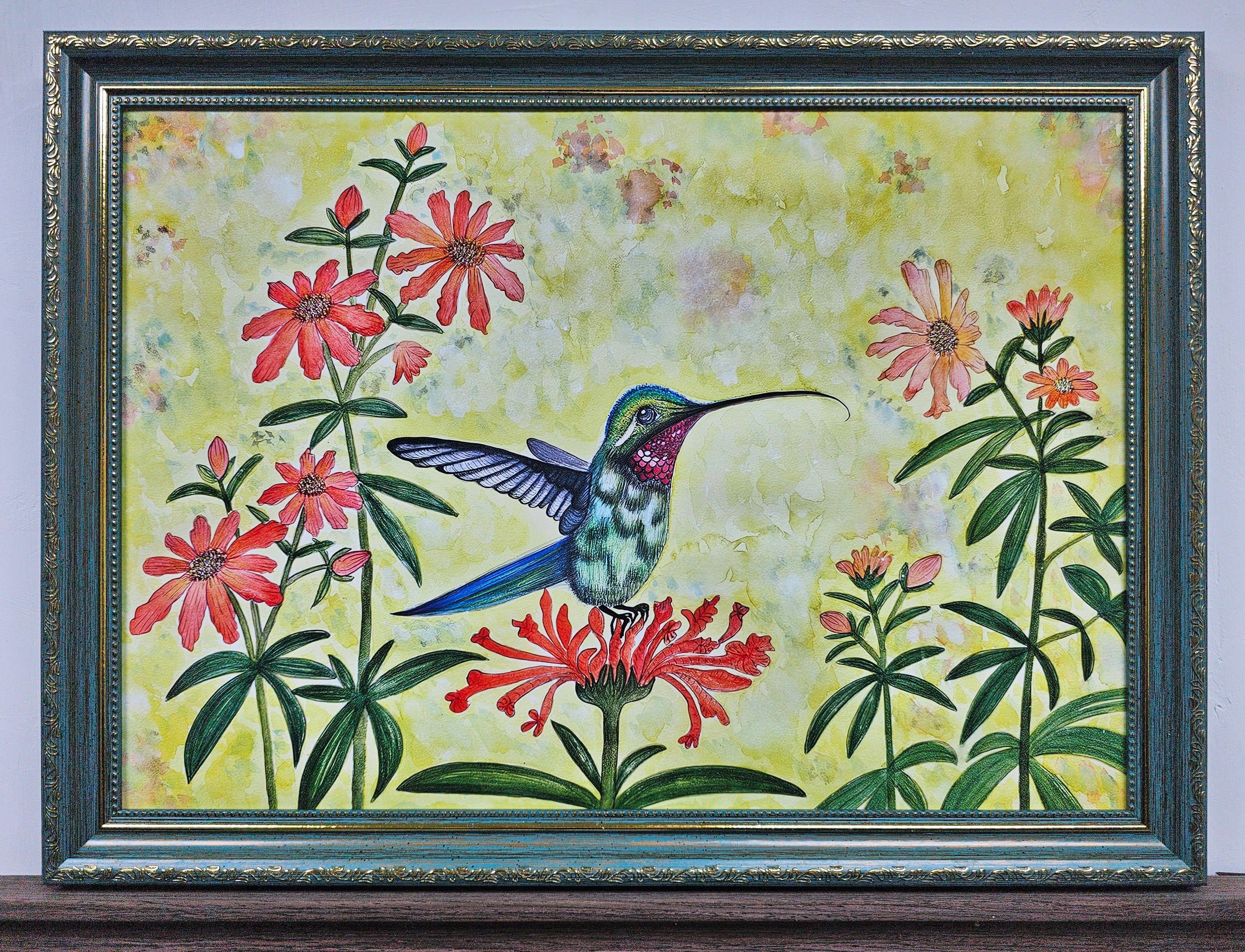 2a. 自在的小鳥 A3 藝術微噴 原創花鳥水彩畫 藝術畫 裝飾畫 Giclee Print A3 size Wonderful Humingbird Watercolor Painting Wall Painting Wall Decoration