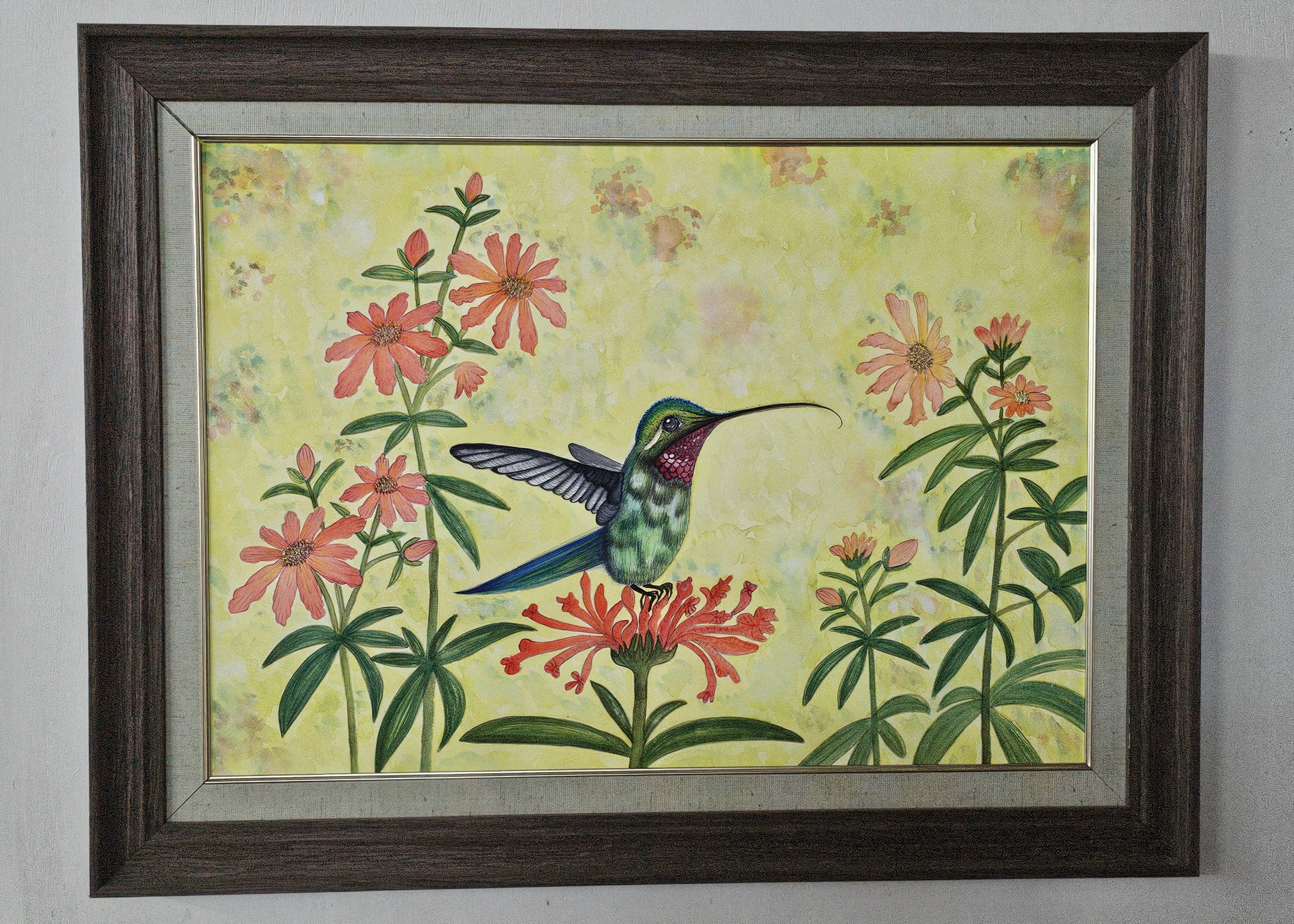2. 自在的小鳥 原創花鳥水彩畫 藝術畫 裝飾畫 Wonderful Humingbird Original Watercolor Painting Wall Painting Wall Decoration