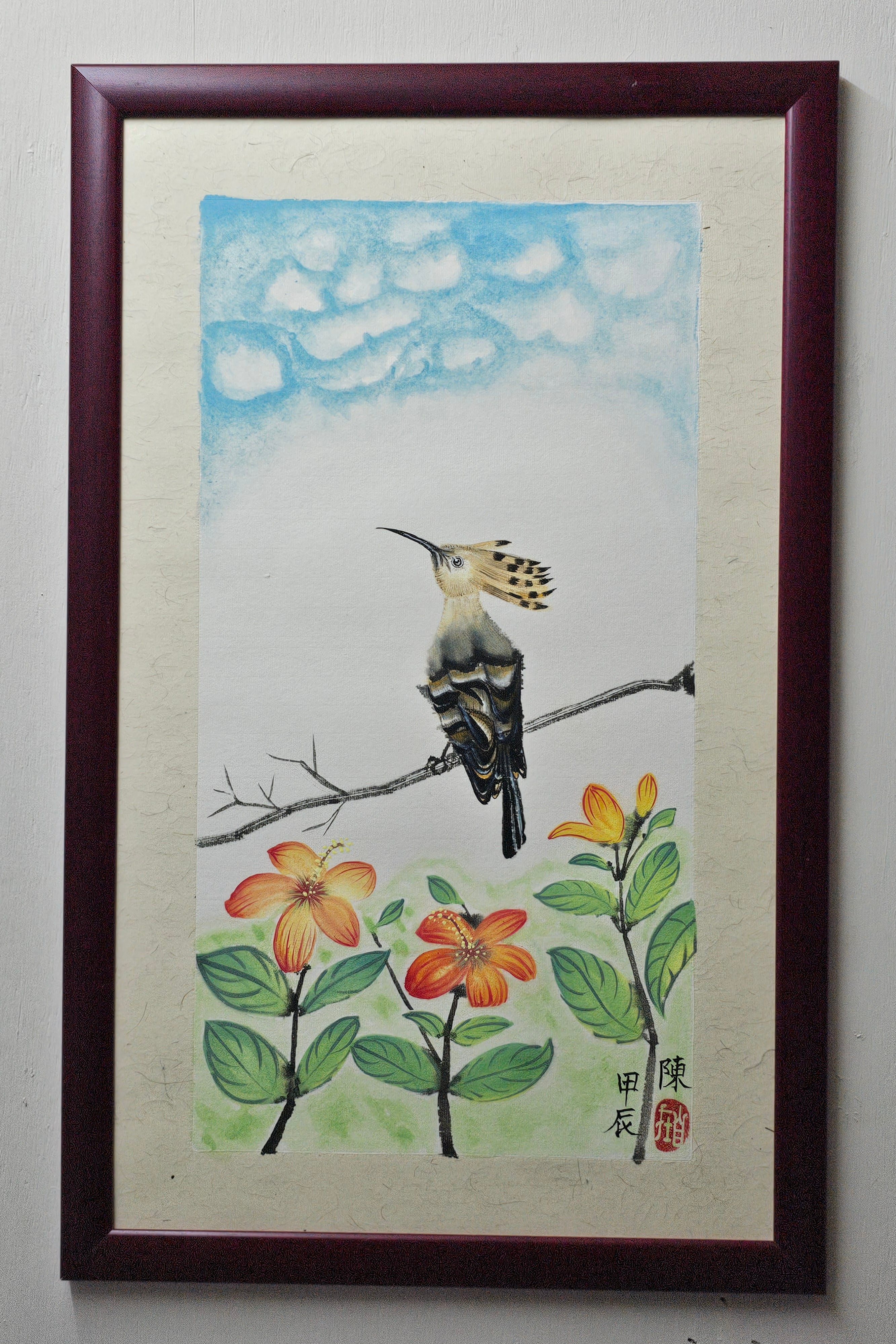 7. 仰望天空的鳥兒 手繪原創花鳥水彩畫 藝術畫 裝飾畫 Longing to the Sky Original Watercolor Painting Wall Painting Wall Decoration